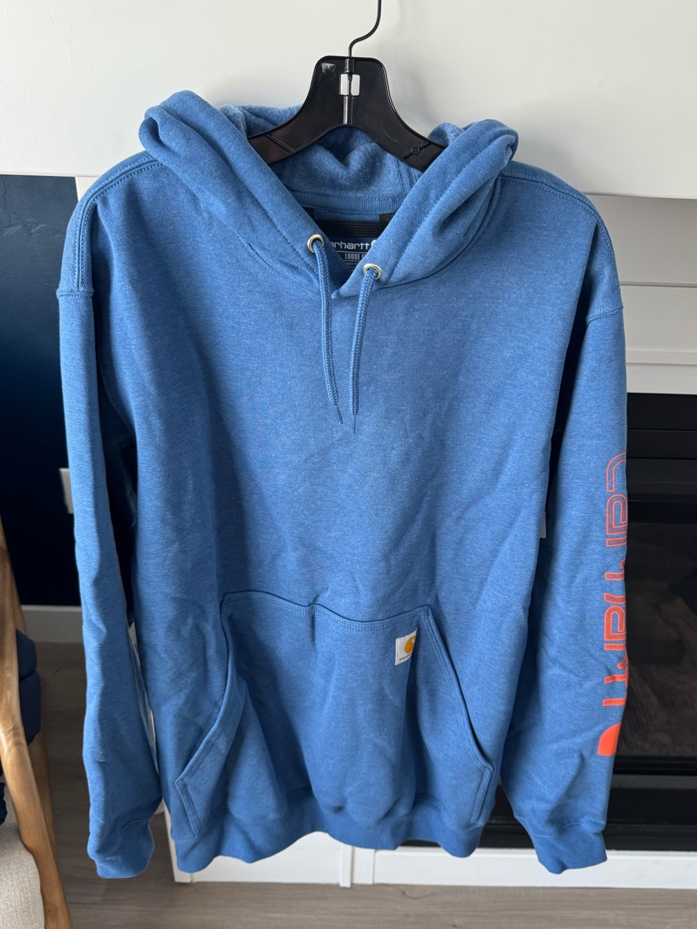 Carhartt Men's Iconic K288 Logo Hoodie Dark Tranquil Blue Heather Large New
